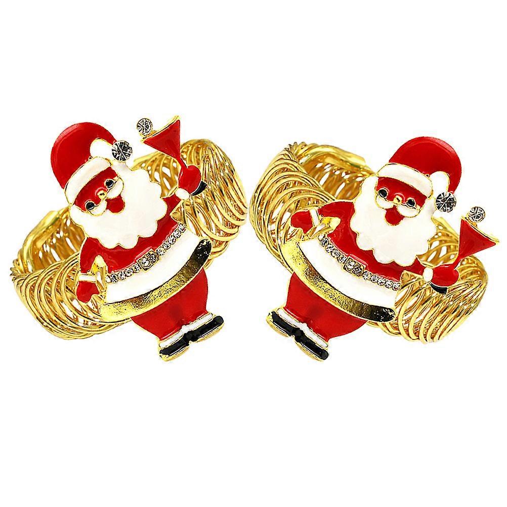 Curtain Closure Buckle 2Pcs Curtain Holdback Santa Claus Shape Red Alloy Material for Christmas New Year House-Warming