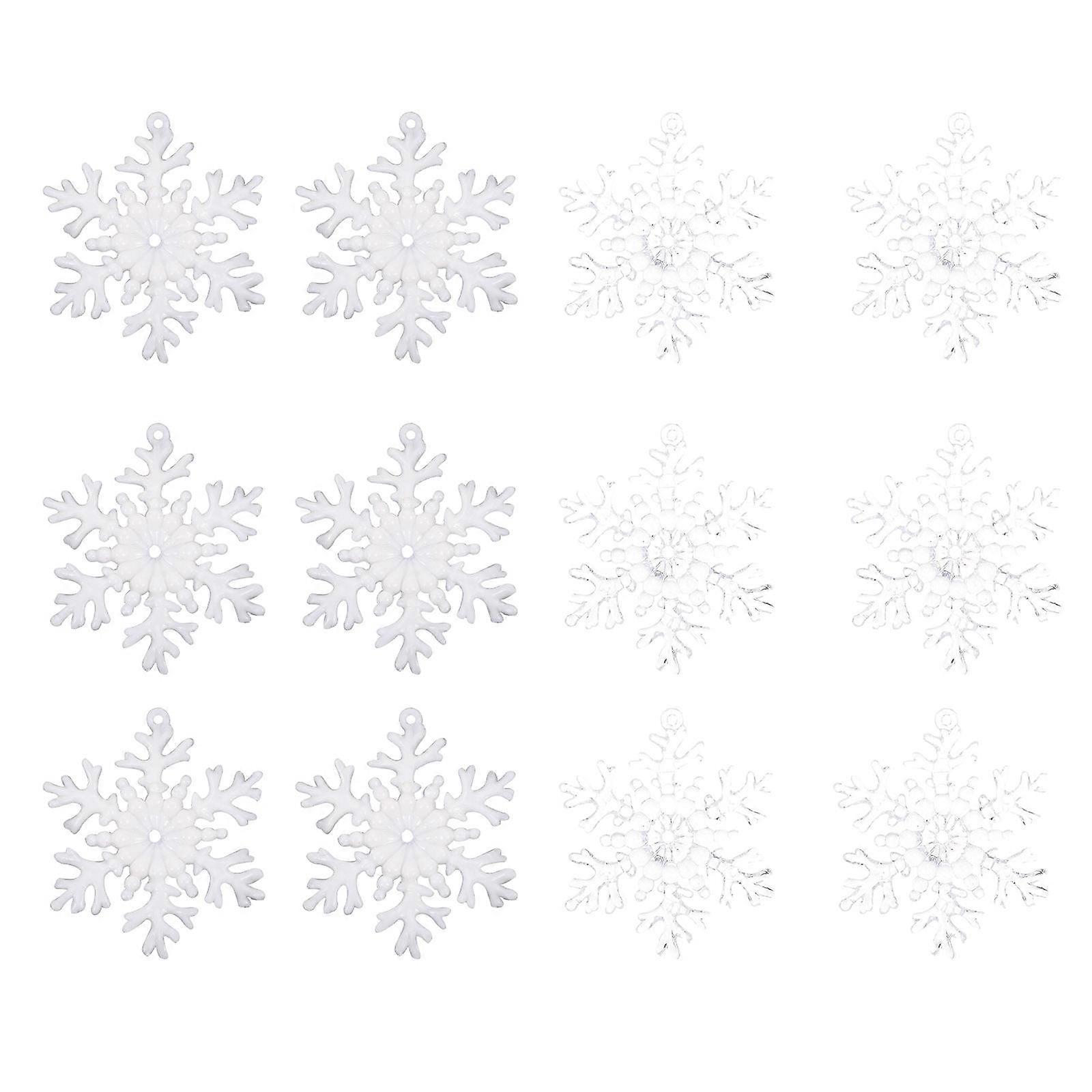 Plastic Snowflake Decor Xmas Tree Ornaments for Decor 96Pcs