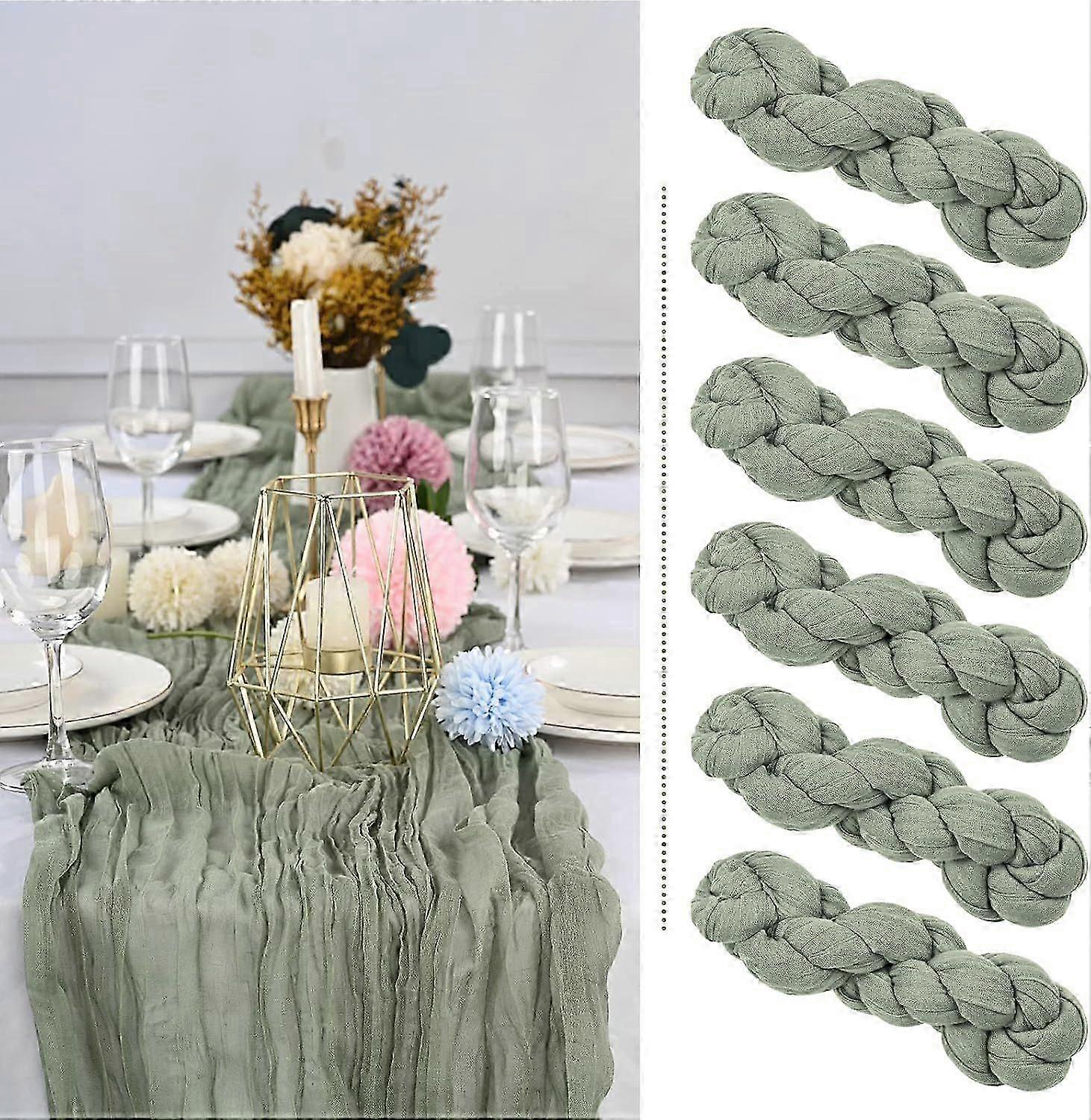 2025 Latest Model  Pack Sage Green Cheesecloth Table Runner Gauze Table Runner 10 Feet Long