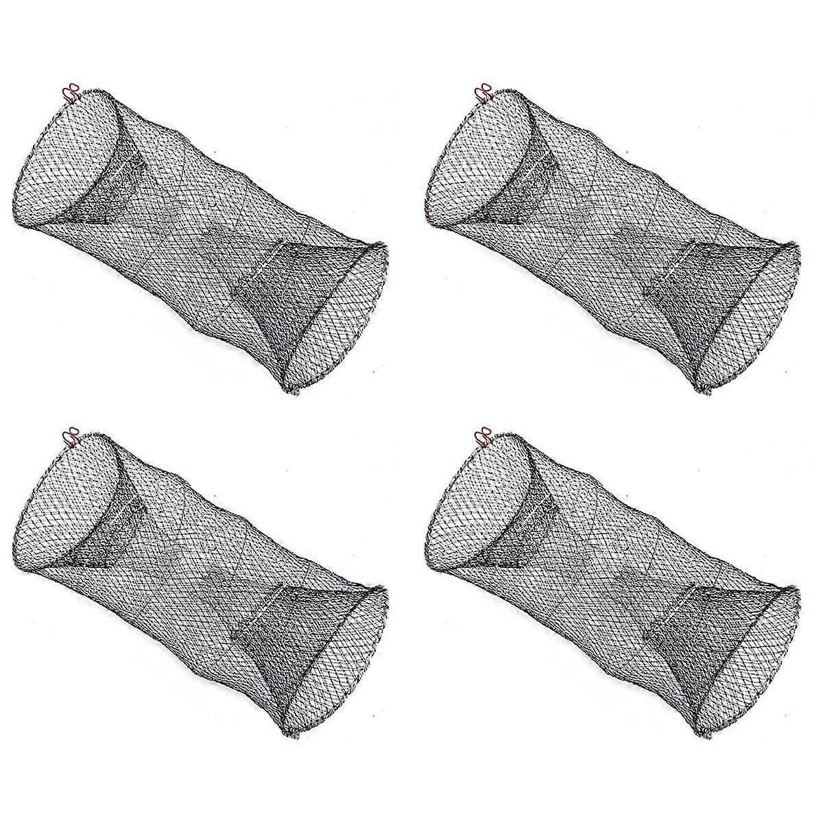 4X Fishing Bait Trap,Bait Crawfish Traps Spring Cage Portable Folded Cast Net Fishing Traps Net Fish