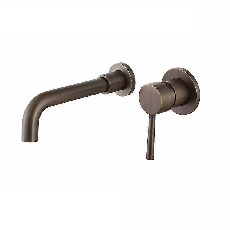 Wall Mounted Bathroom Basin Sink Faucet with 360 Degree Rotating Spout, Concealed Design, Antique White Finish
