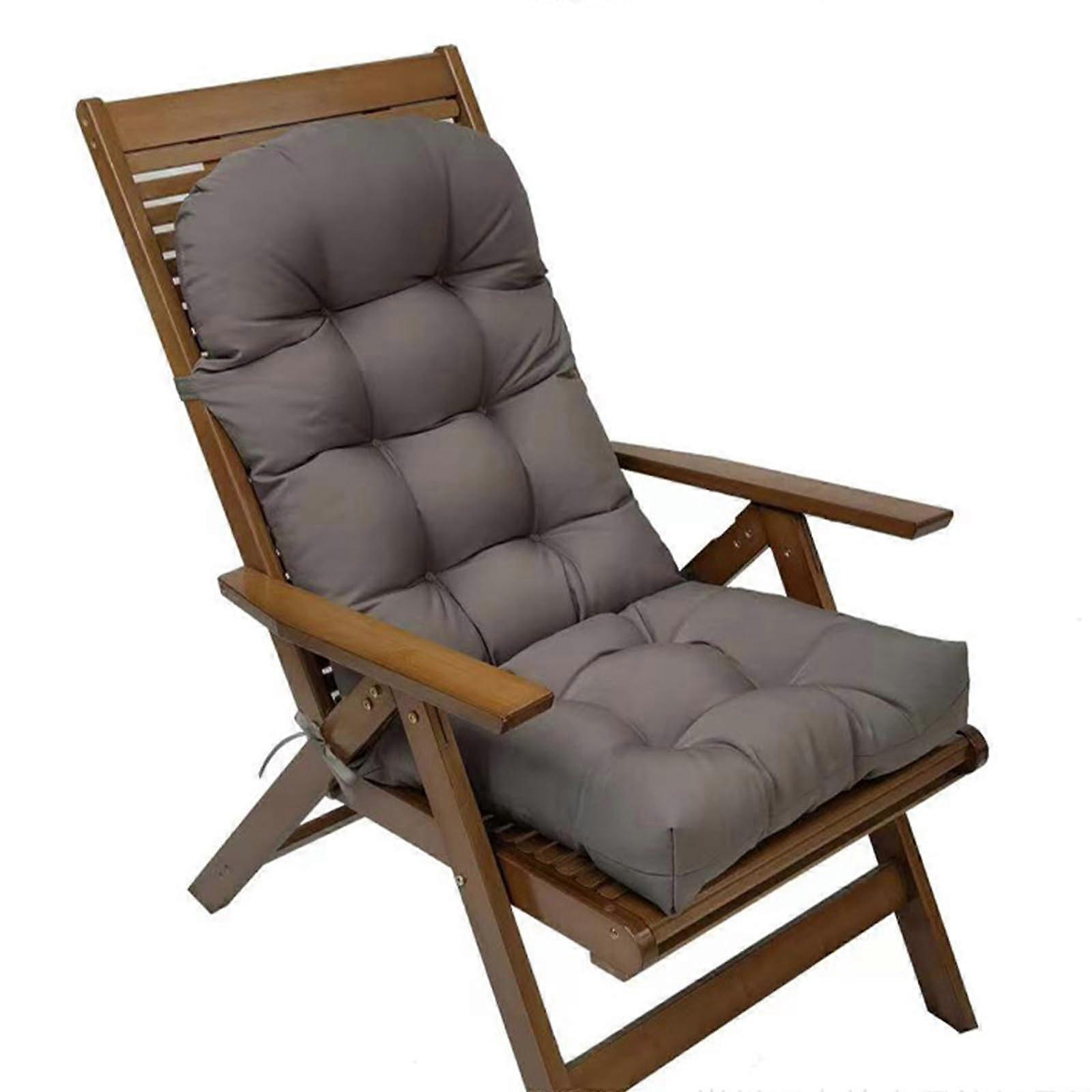 Adirondack Chair Cushions 43 x 20 Tufted Wicker Rocking Seat Pad Grey With Fixing Straps Indoor Outdoor