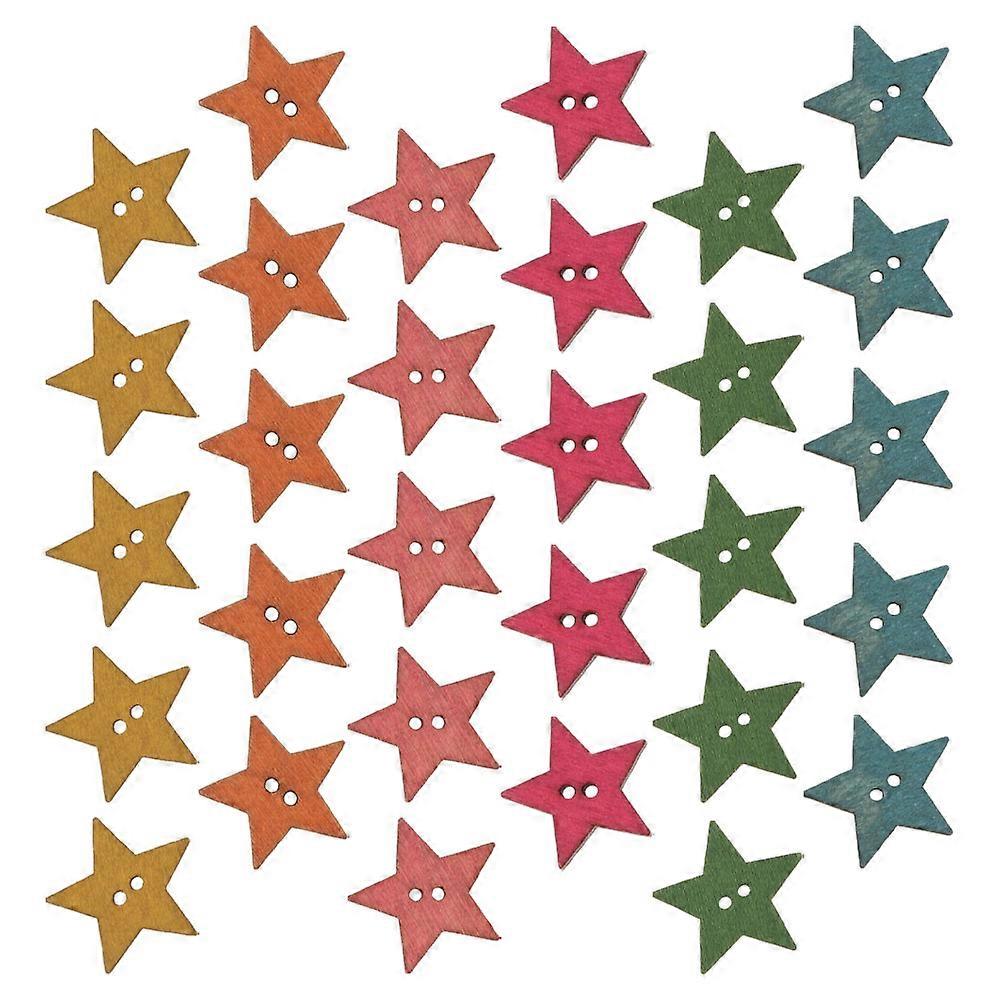 Wooden Star Buttons Vintage for Clothes 500Pcs Two Holes Colorful Craft Buttons
