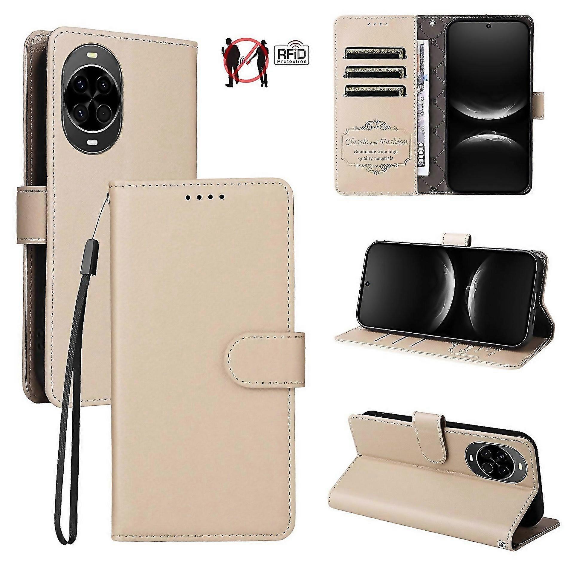 For Litchi Texture Rfid Blocking 3card Wallet Leather Phone