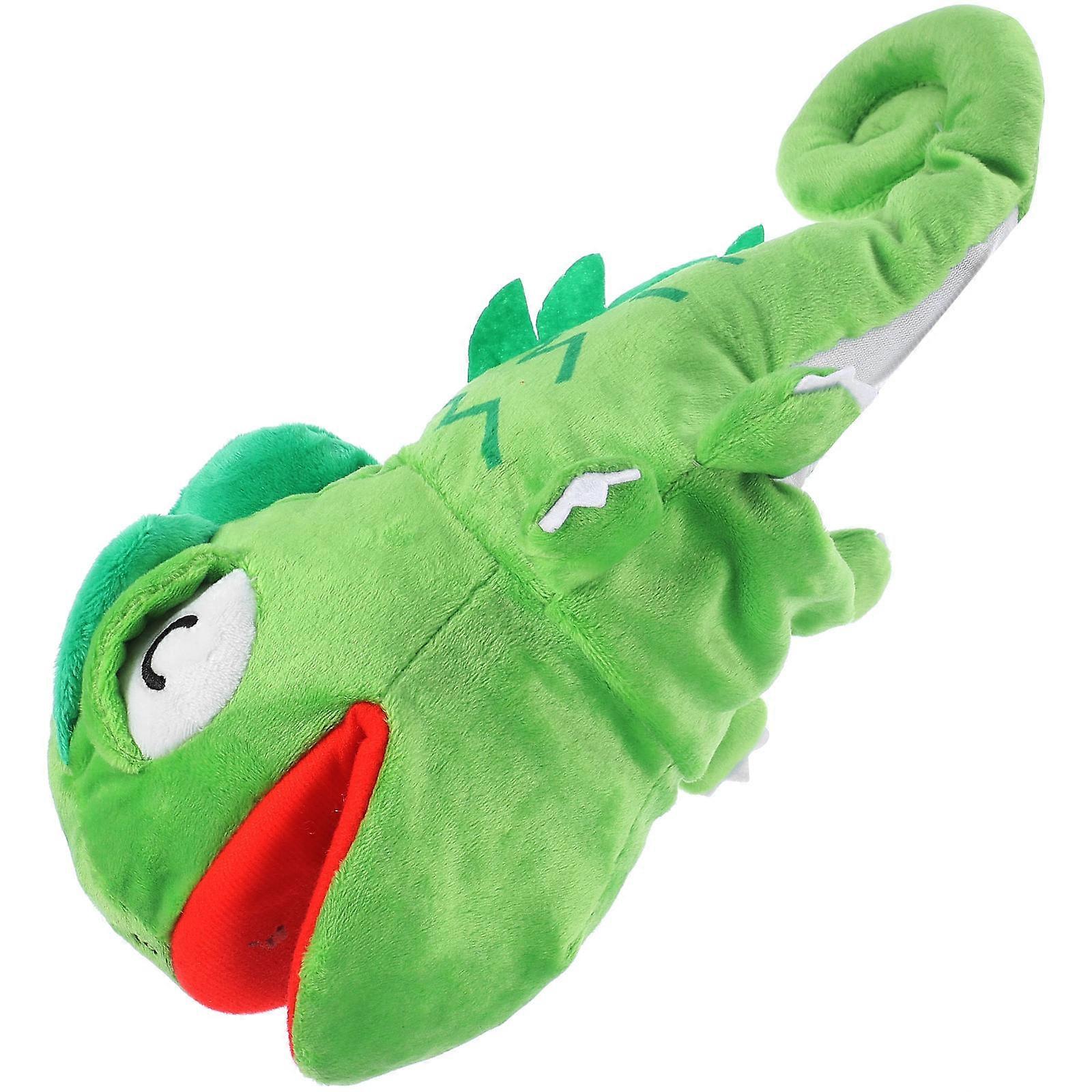 Funny Lizard Hand Puppet Toy for Playing Use Green Plush Reptile Animal