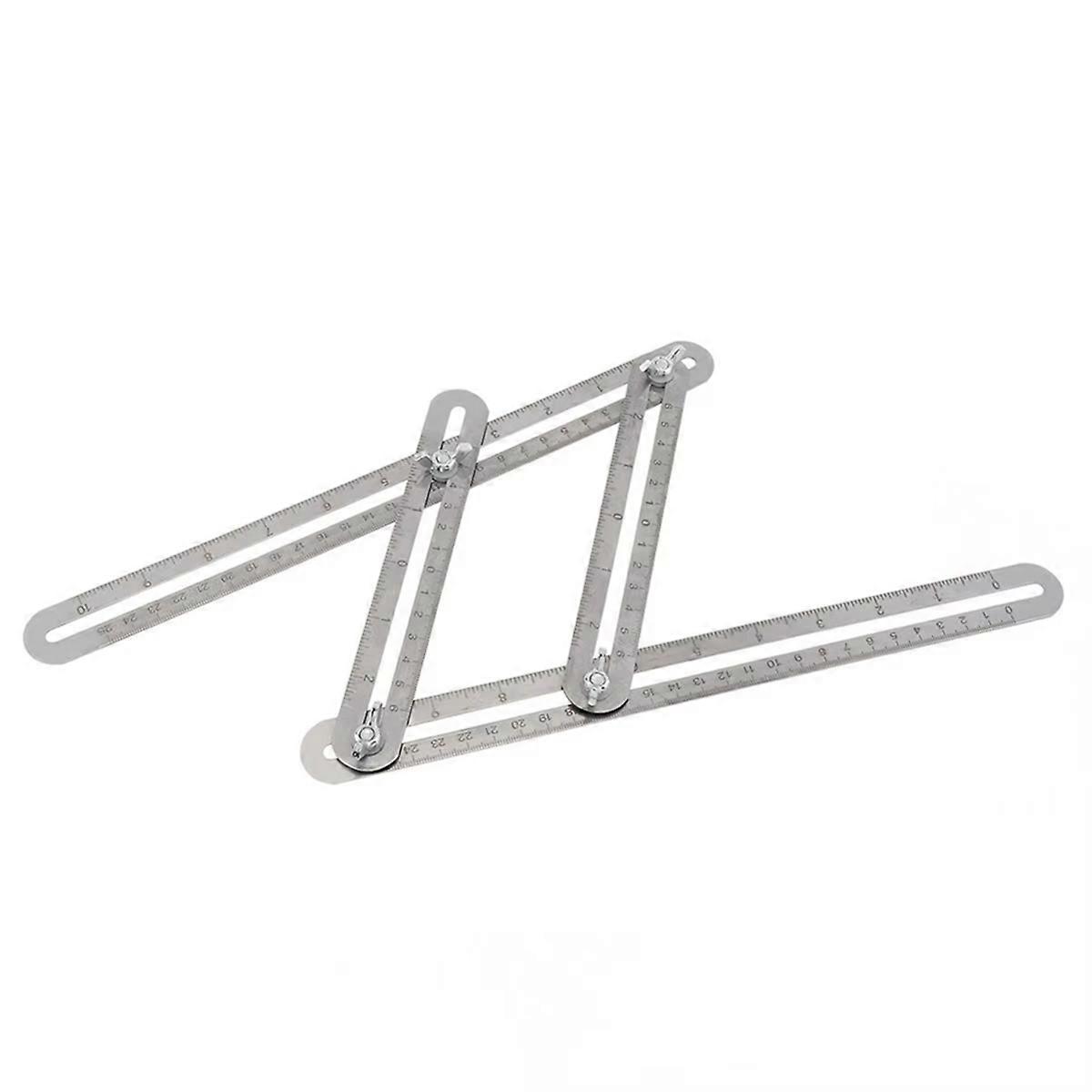 Multifunction Folding Ruler Special Shaped Measurement Stainless Steel Movable Four Fold Ruler Multi Angle Ruler