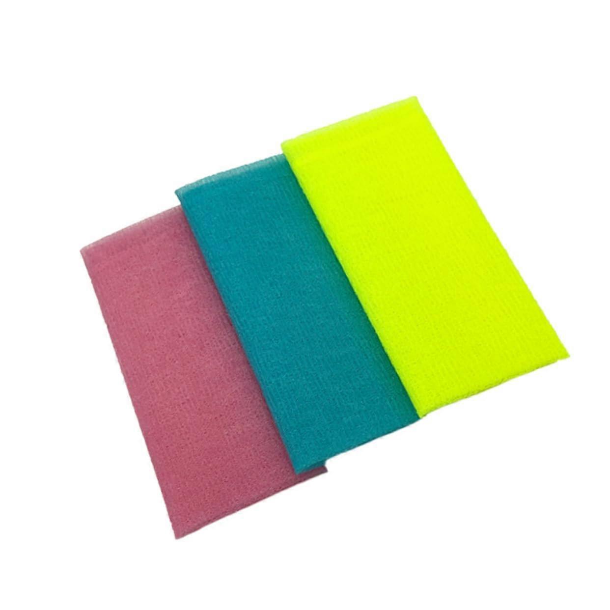 Shower Towels Body Exfoliator Tool Set Of 3 With Back Massager Soft Texture For Dead Skin Removal Portable Random Colors