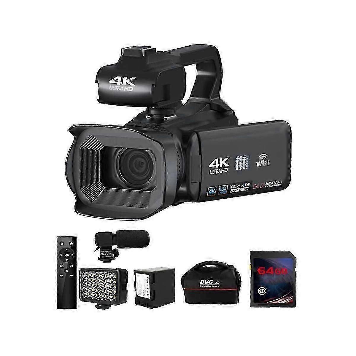 64MP WIFI Camcorder Camera 4K Video Recorder Camera for Stream Rotate 4.0 Inch Touch Screen Digital Camera