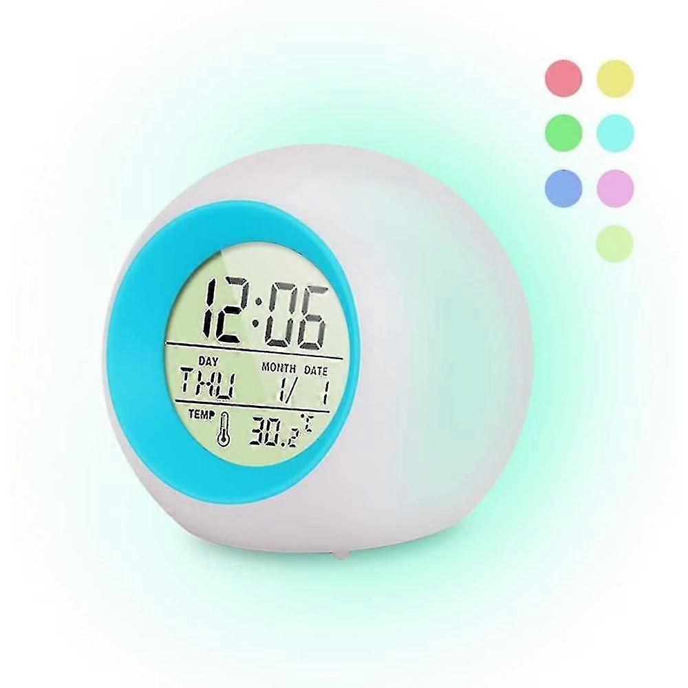 Children Alarm Clock - 7 Color Changing Light, 6 Ring Tones, One-tap Control