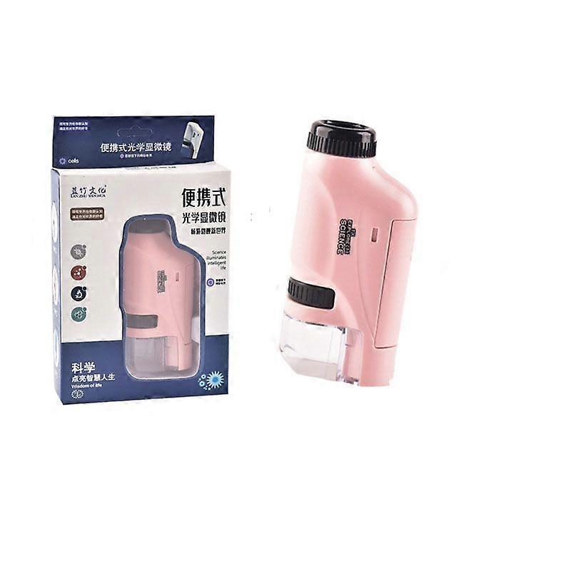 Handheld Microscope 60-120x Pocket Microscope LED Light Portable Mini Microscope(pink)