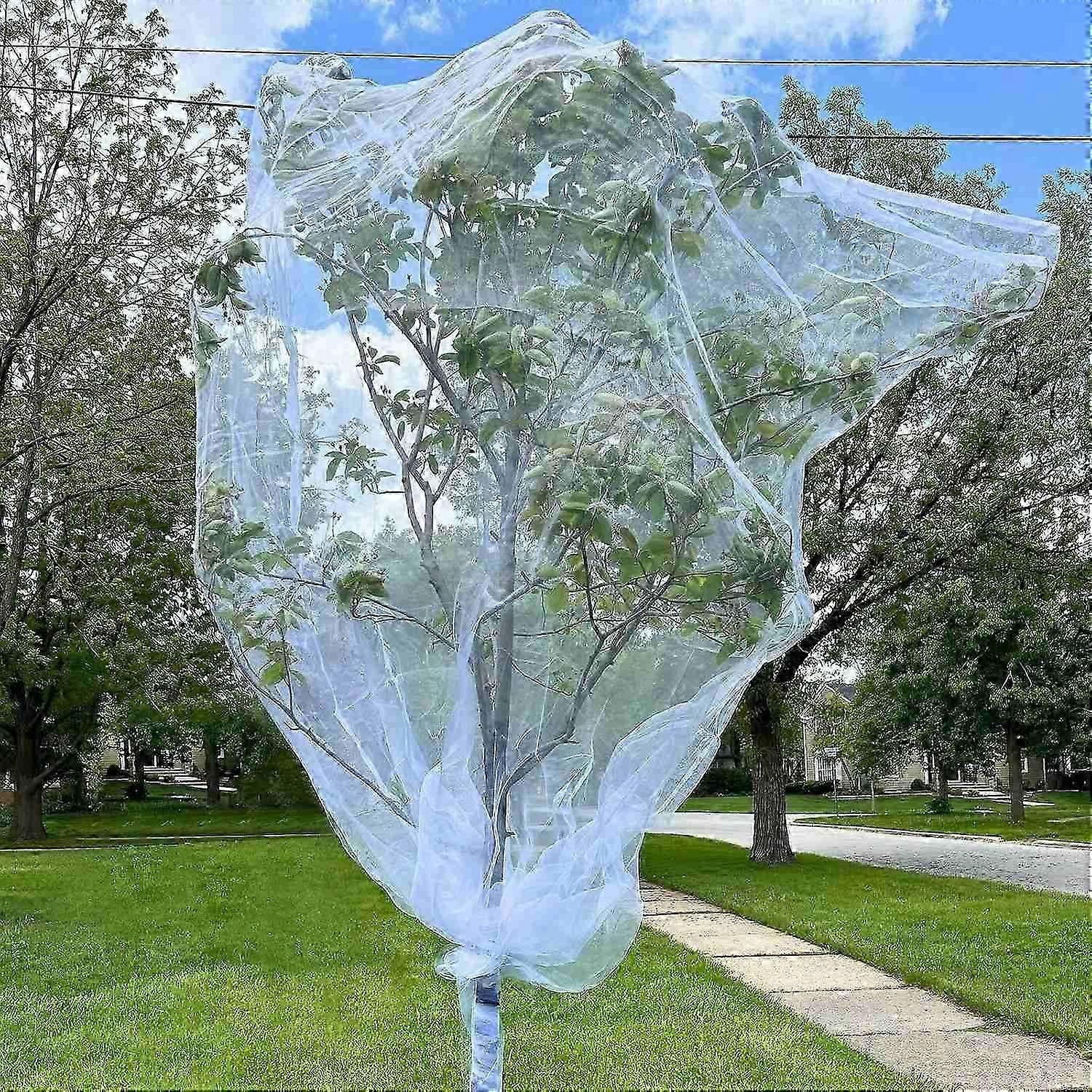 2 Pcs Fruit Tree Netting with Zipper & Drawstring, 6ft x 6ft Insect & Bird Netting for Garden Protec