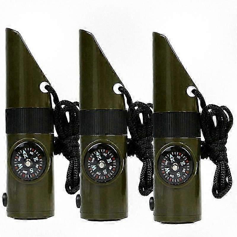 7-in-1 Multi-Function Outdoor Survival Tool with Whistle, Compass, Thermometer, Flashlight, and Magnifier for Emergency Use