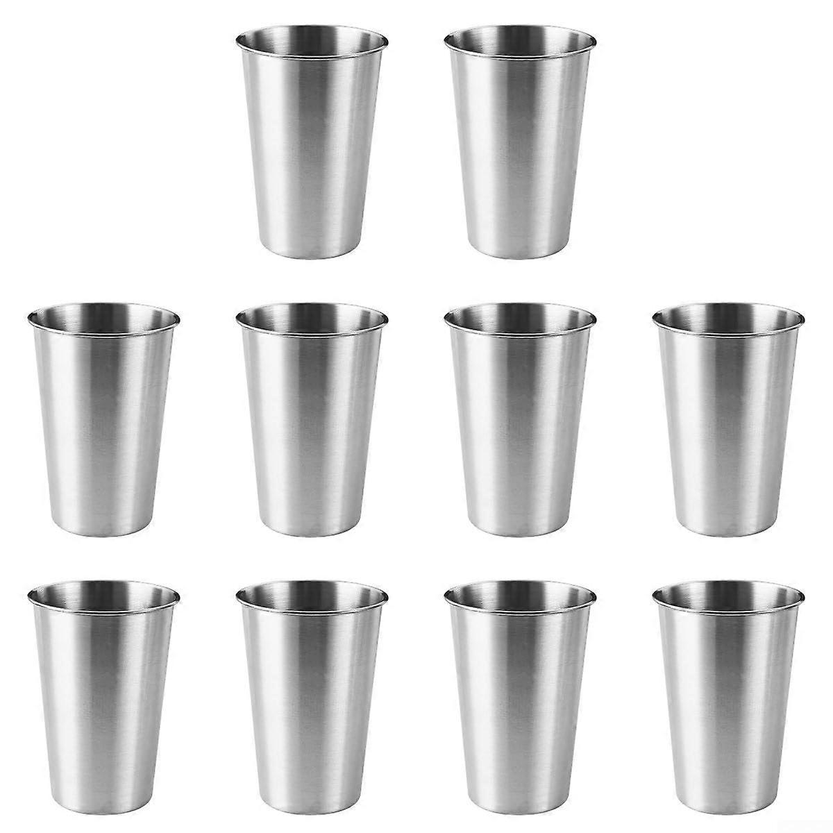 Stainless Steel Drinking Cups 10Piece 350ML, Stackable Mugs, Coffee and Tea, Outdoor Use