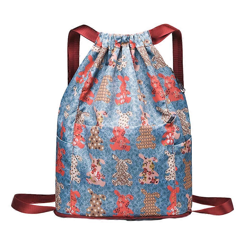 Foldable Backpack With Drawstring Large Capacity Lightweight And Convenient Gym Sack Backpack rabbit