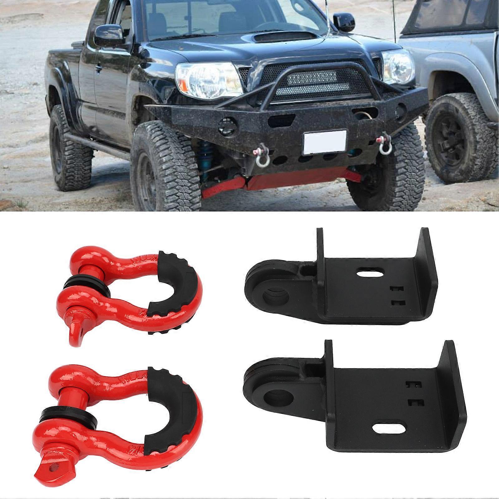 1 Pair Front Tow Hook Bracket with 3/4 Inch Shackles Heavy Steel Winch Tow Mounting Plate 