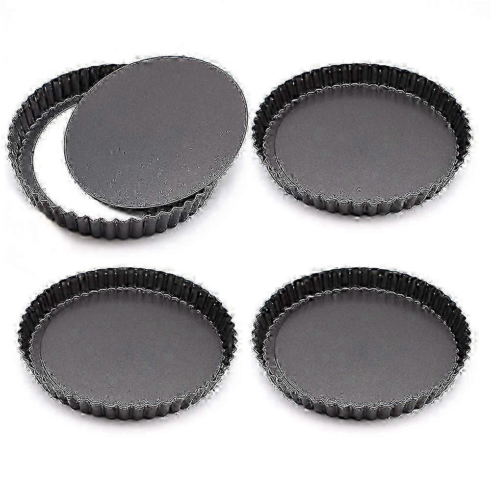 4-Piece Non-Stick Tart Pans Removable Bottom Mini Pie & Quiche Tins
