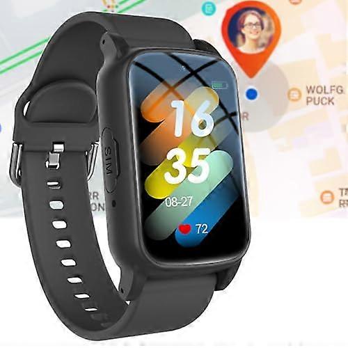 Smart Watch Fall Detection GPS Tracker SOS Voice Messages GeoFence Black For Elderly Safety