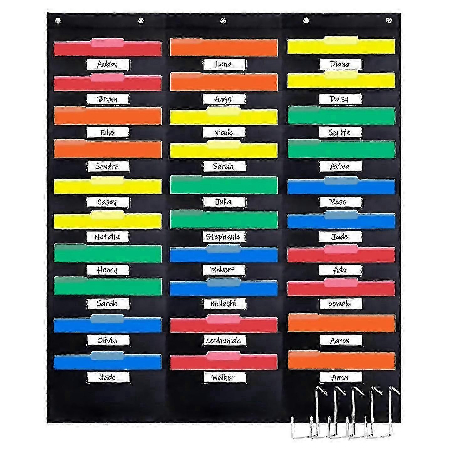 For 30 Pocket File Pocket Chart 42inch Wide X 47inch Tall Versatile Wall Hanging File Folder Organiz