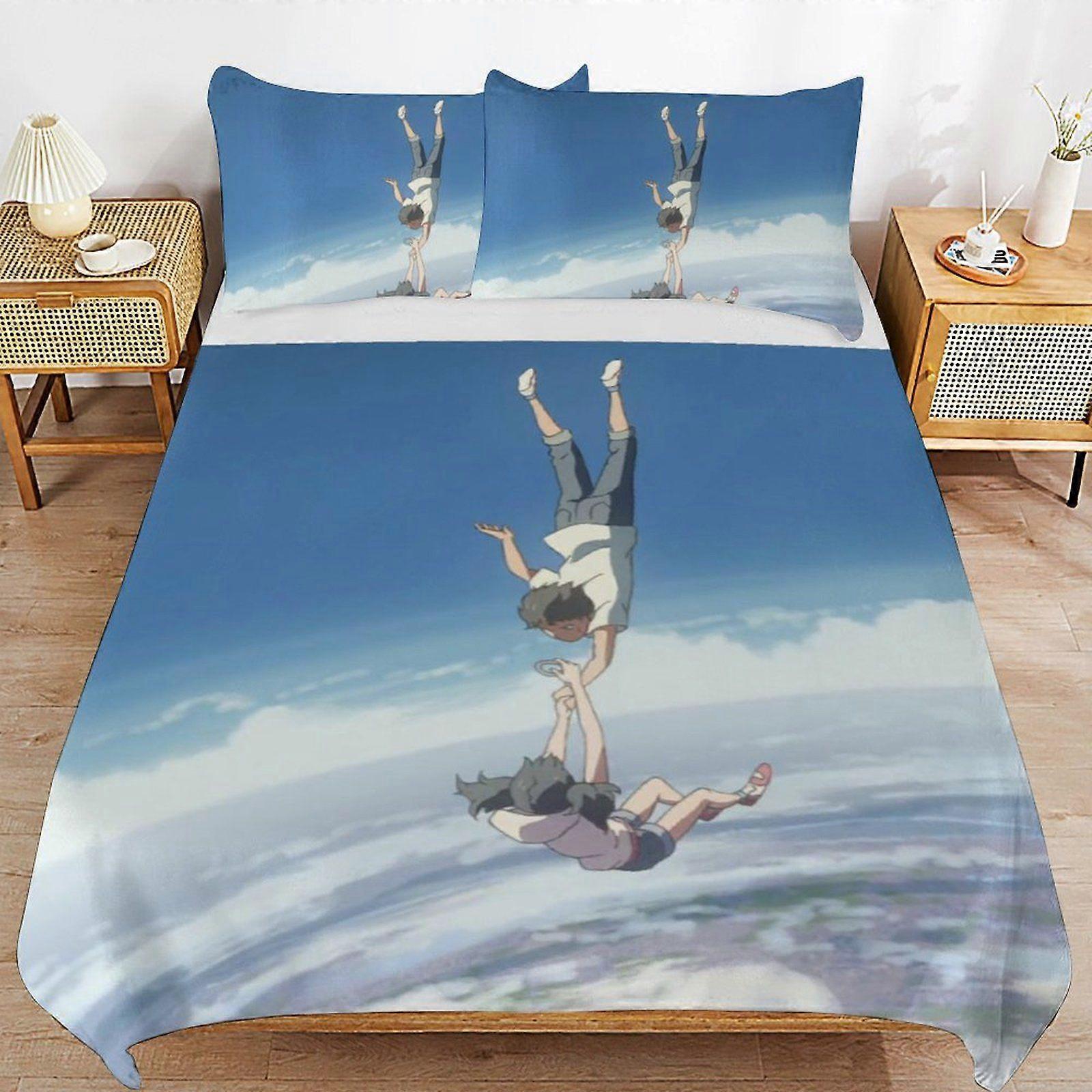 E425 Weathering with You Secure Zipper Access Soft Layer Bedding Fabric High Comfort Duvet Cover Sets All Seasons Use F425