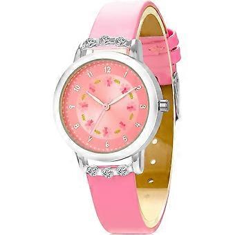 Montre pour enfants avec bracelet en cuir diamond case