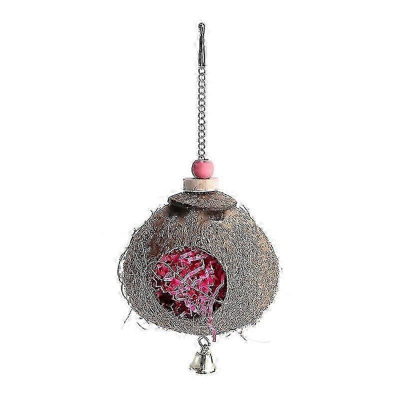 parrot coconut shell swing toy for wire cage hanging chew toy