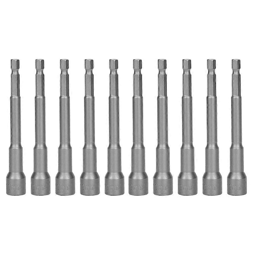 10pcs 100mm Extended Magnetic Hex Shank Socket Nut Driver Power Drill Attachment10mm