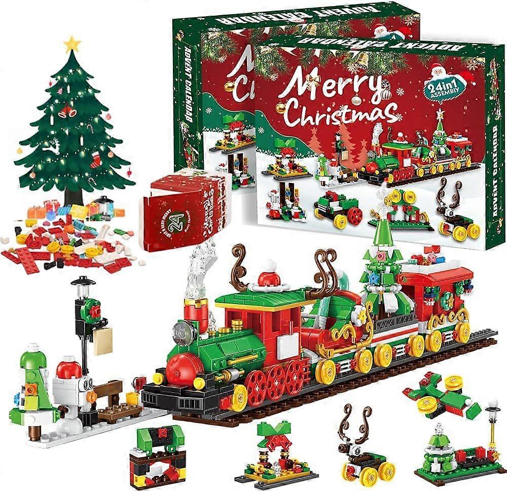 Christmas Advent Calendar 2025, 24 Days Countdown Train Building Blocks Calendars Christmas Surprises Gifts