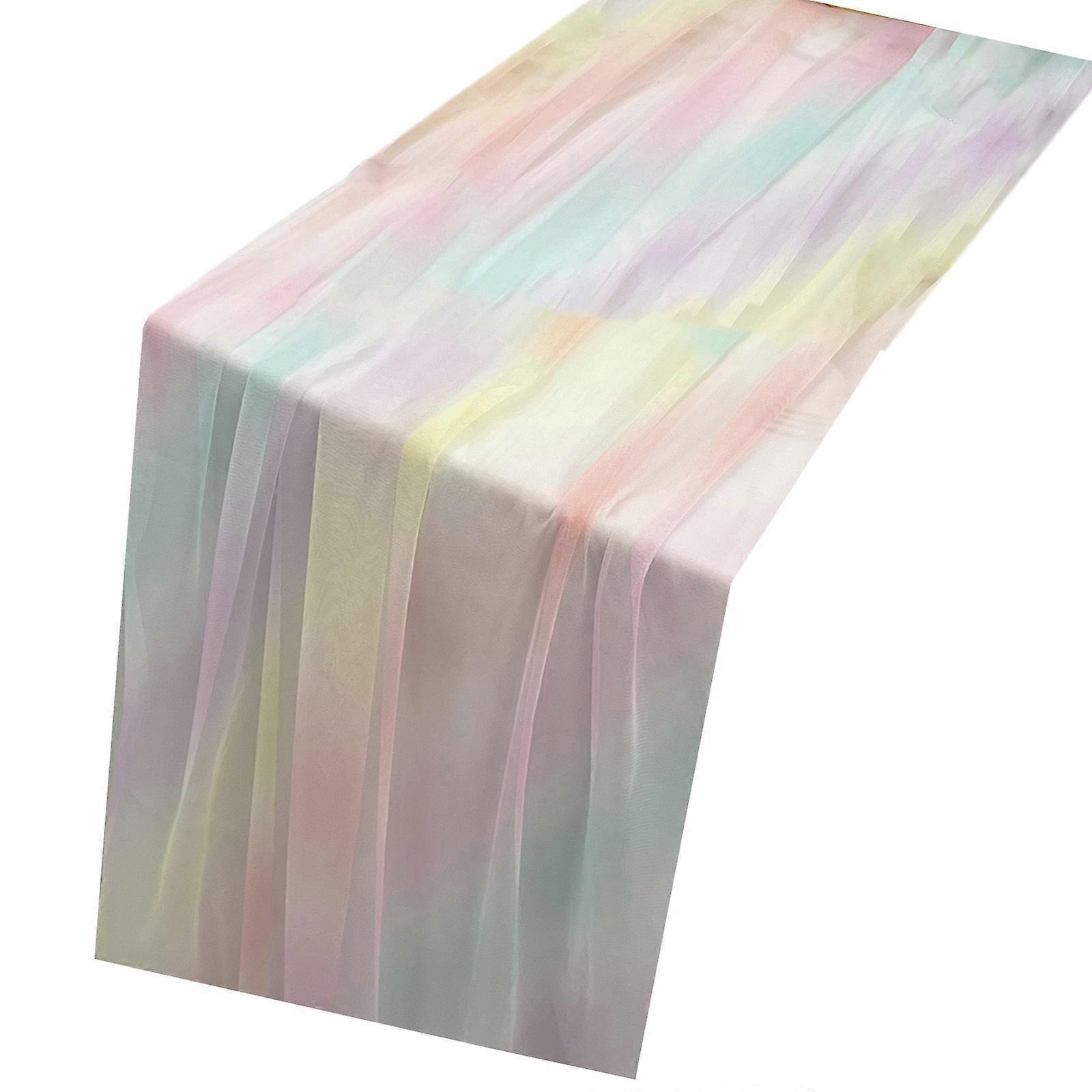 Multipurpose Polyester Table Runner BrightColor Stripe Portable Storage Any Occasion  30 275cm Yellow