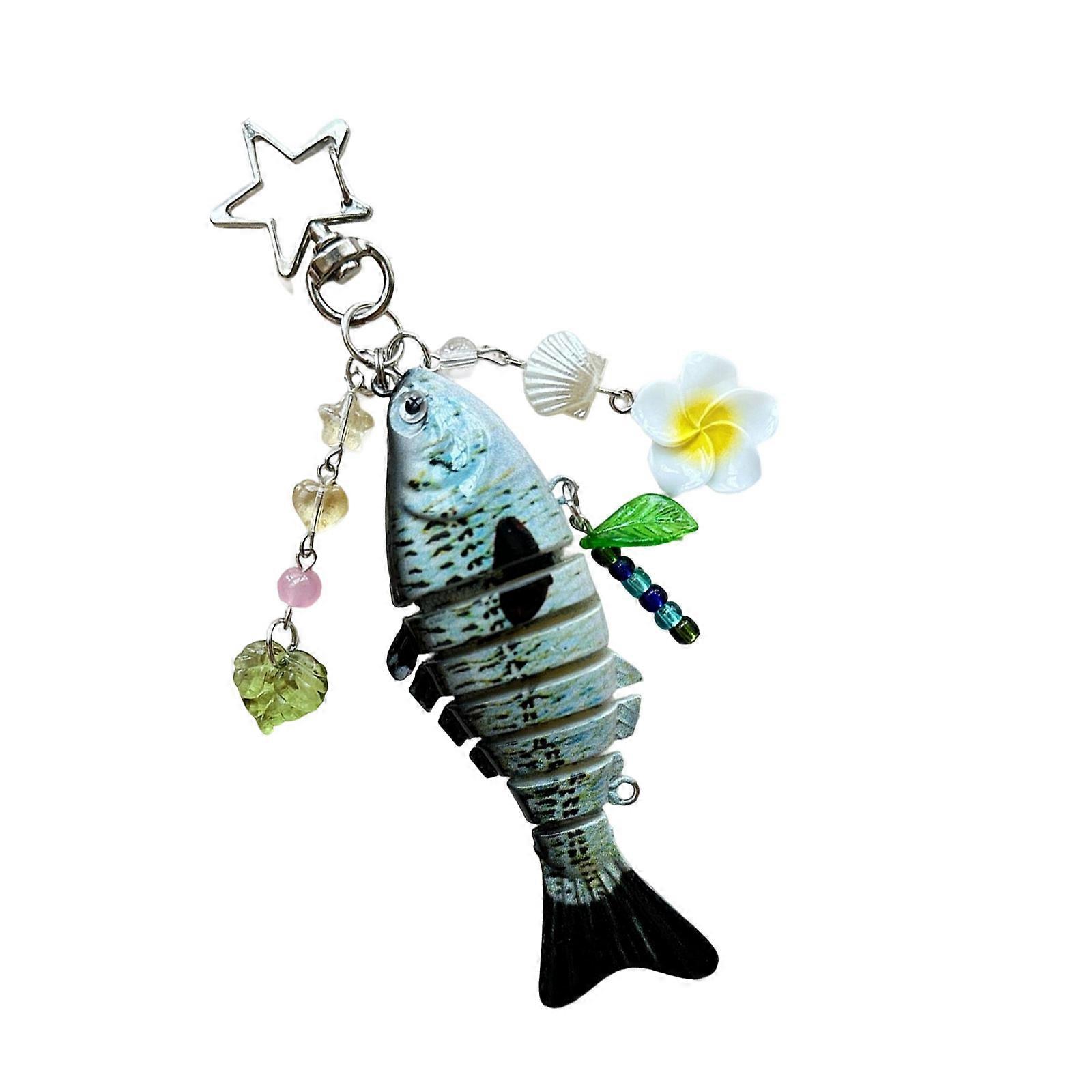 Portable Fish Shaped Key Ring User Friendly Material Artistic Design Practical Ornament For Travel Enthusiasts  Turquoise