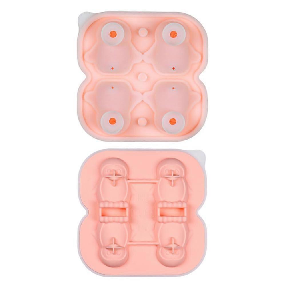 Silicone Ice Cube Tray Mold with 3D Sharks and Penguins for Whiskey Cocktails Juice Wine Pink