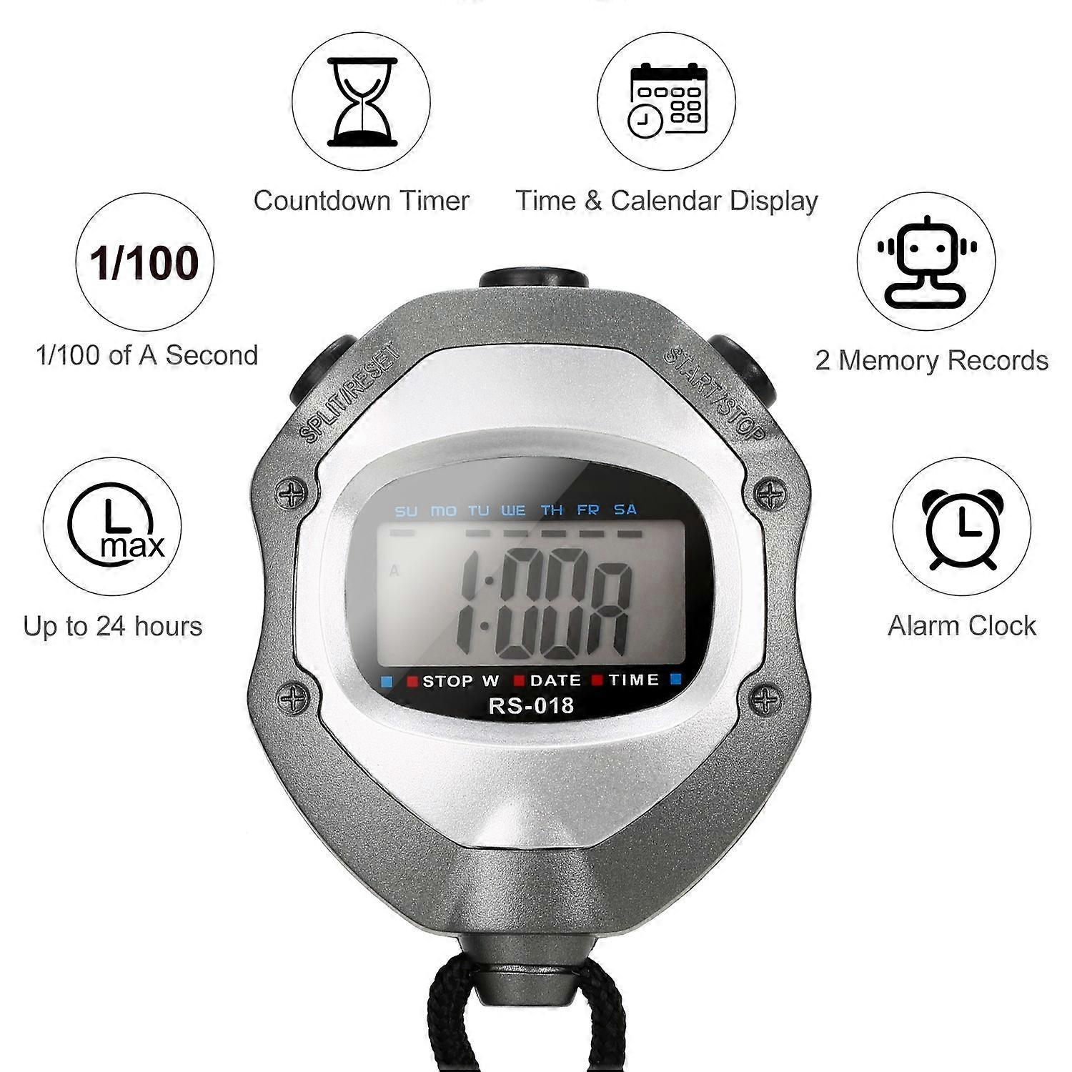 Waterproof Stopwatch Digital Handheld LCD Timer Chronograph Sports Counter with Strap for Swimming R