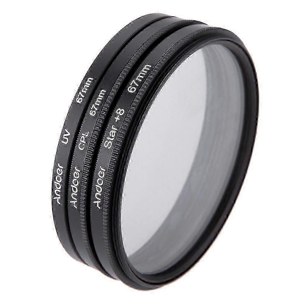 Andoer 67mm Filter Set UV + CPL + Star 8-Point Filter Kit with Case for Canon Nikon Sony DSLR x
