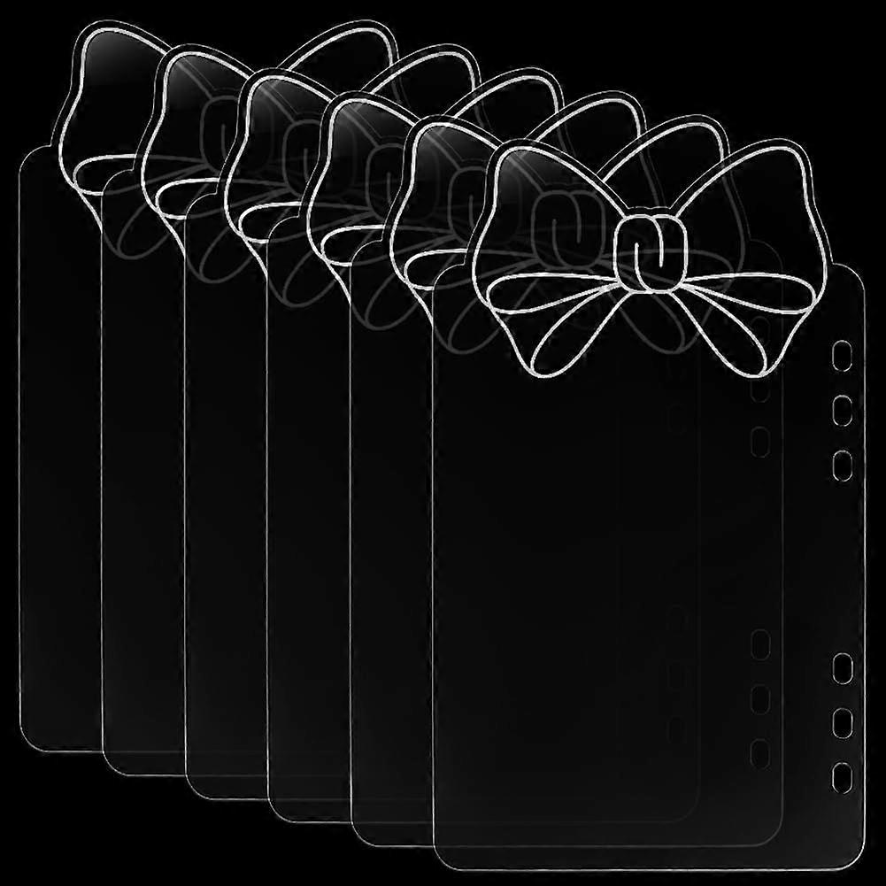 6pcs Clear Binder Dividers Acrylic Page Divider with Bowknot Notebook Planner Divider Page Protectors Index Divider Separator for Notebooks Office Hom
