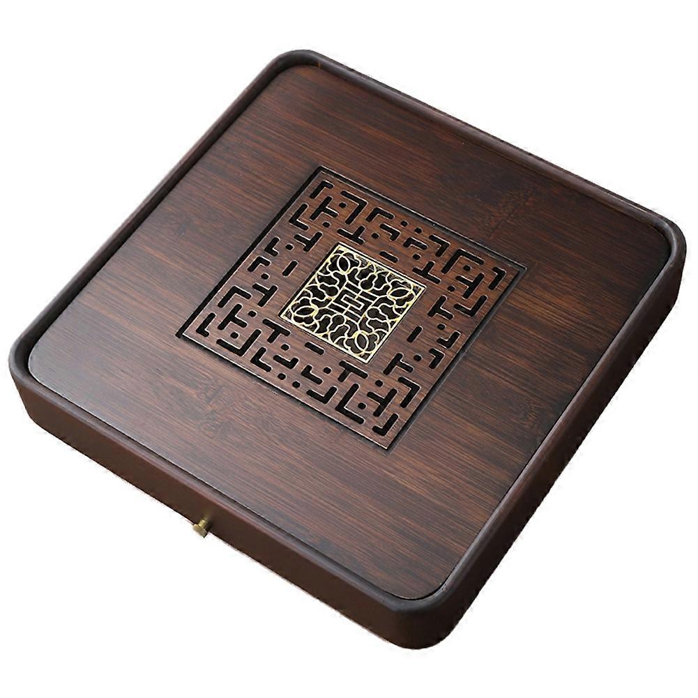 Small Tea Tray Bamboo Tea Tray Home Use Water Storage and Drainage Three Functions Secret Code of Tea Sea B