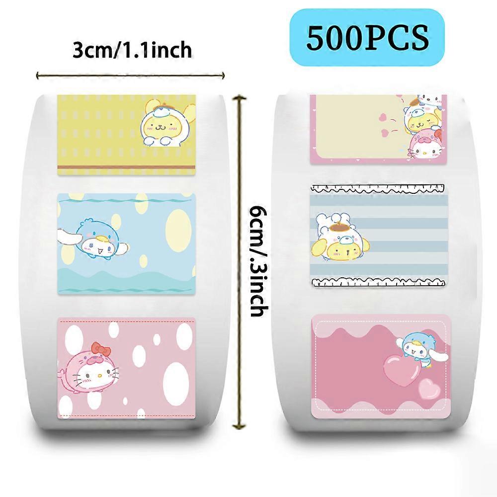 500 sheets/roll of washi tape featuring cartoon characters, perfect for journaling, decorations, and envelope sealing.