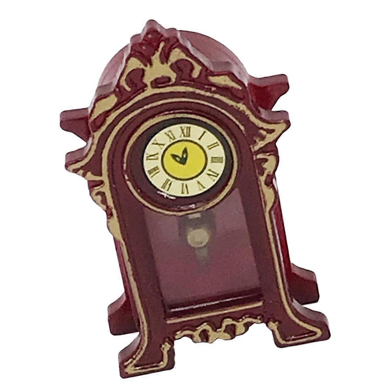 Vintage Mini Mantel Clock Model for Dollhouse Decor, Retro Pendulum Tabletop Display