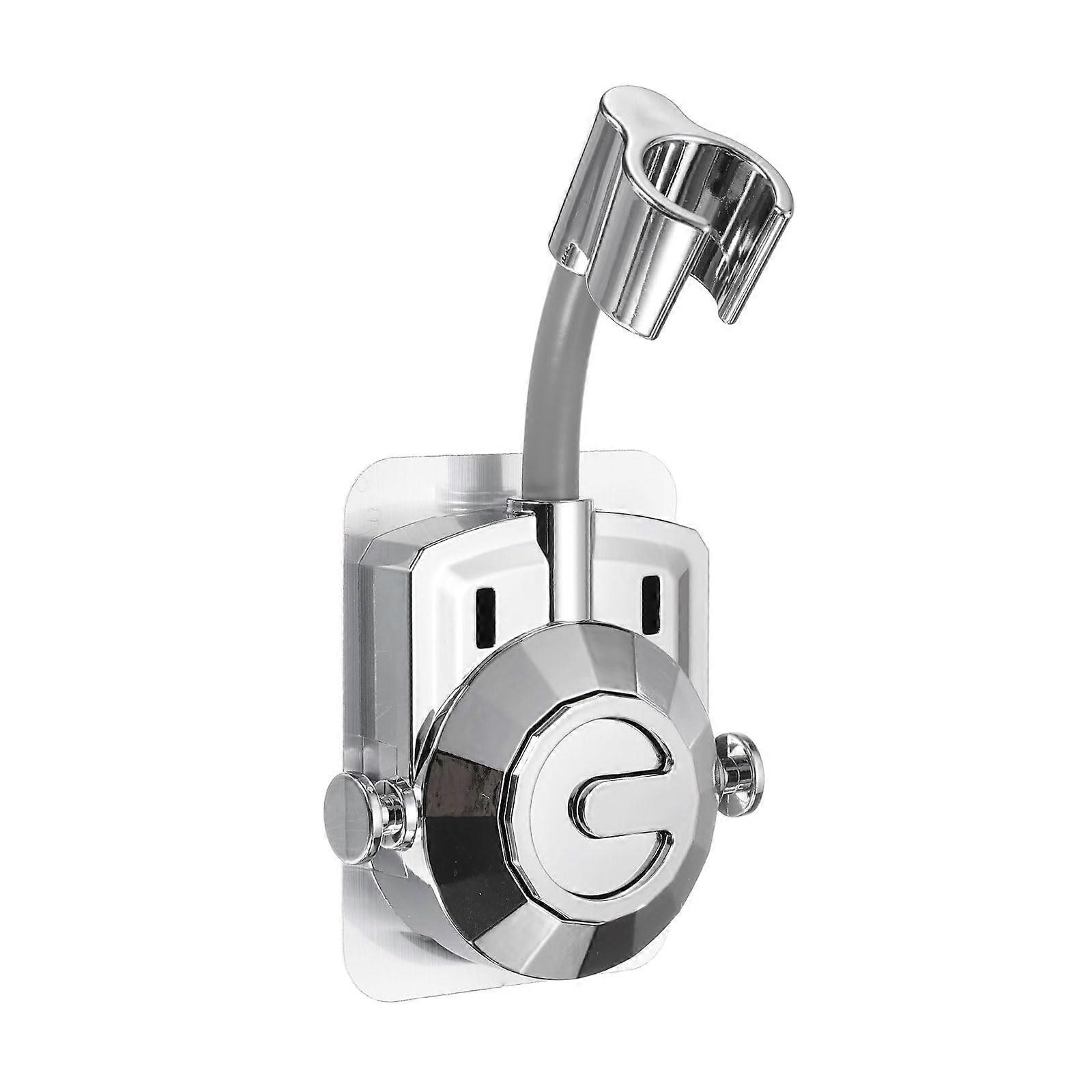 Shower Head Holder Adhesive 360° Rotating No Drill Handheld Shower Bracket with Hanger Silver G1/2