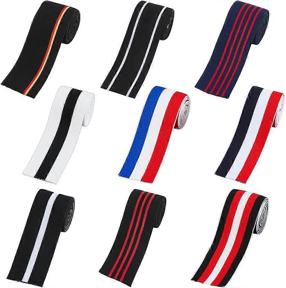 9 Yards Soft Waistband Elastic Band 9 Colors Elastic Webbing Comfortable Sewing Elastic Trim Colored Striped Elastic Band for Sewing Crafts Clothing A