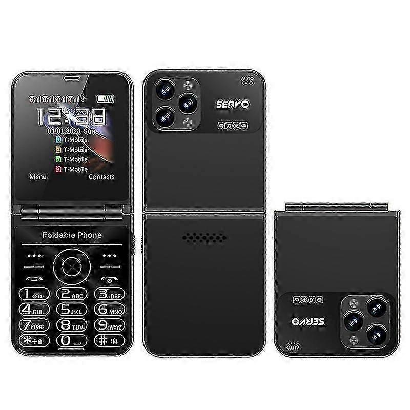 Servo Flilo7 Quad Sim Flip Foldable 2g Phone For Elderly - Black
