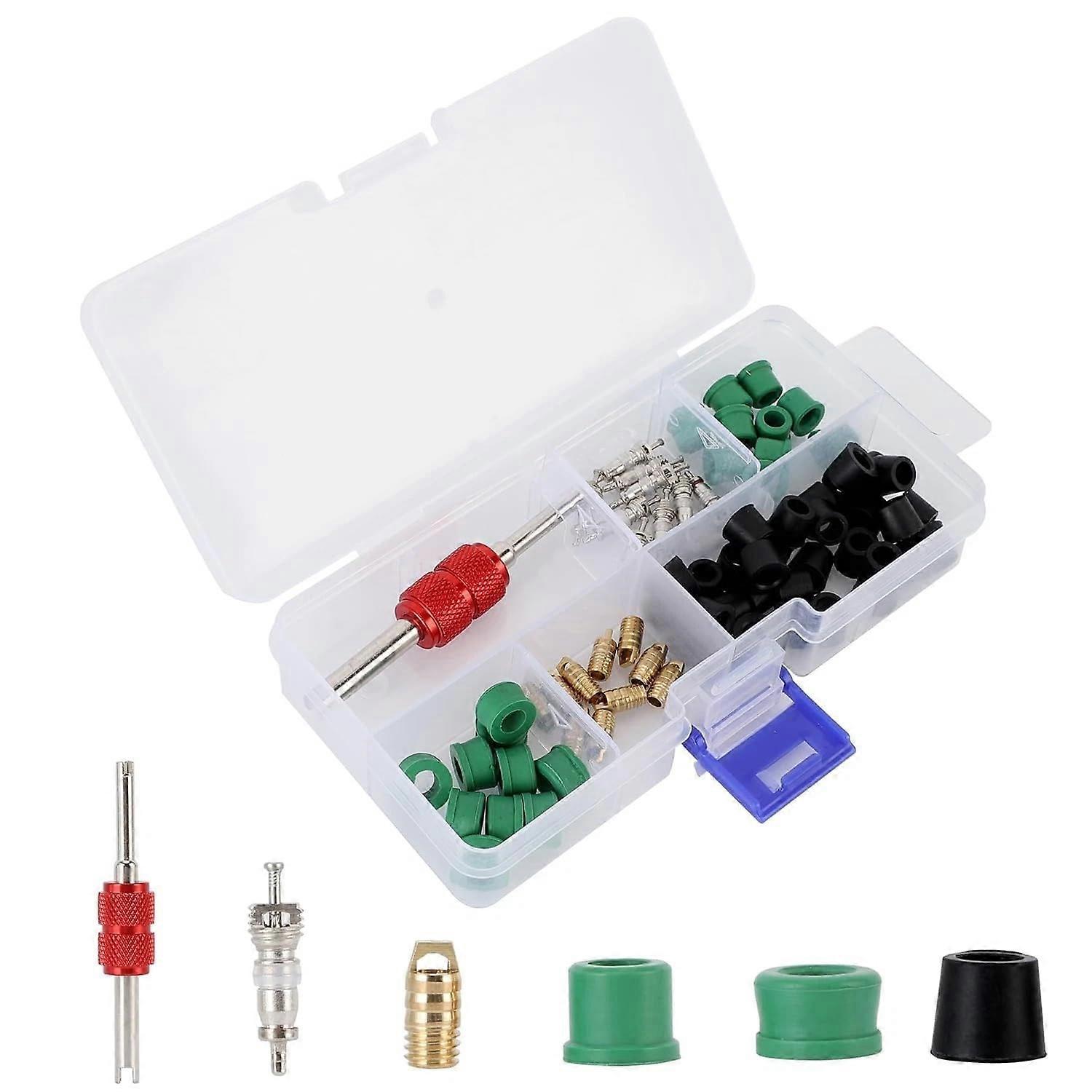 AC  Kit 71Pcs with Valve Cores, LeakProof HVAC Hose Gasket Set for Universal Car Air Conditioning