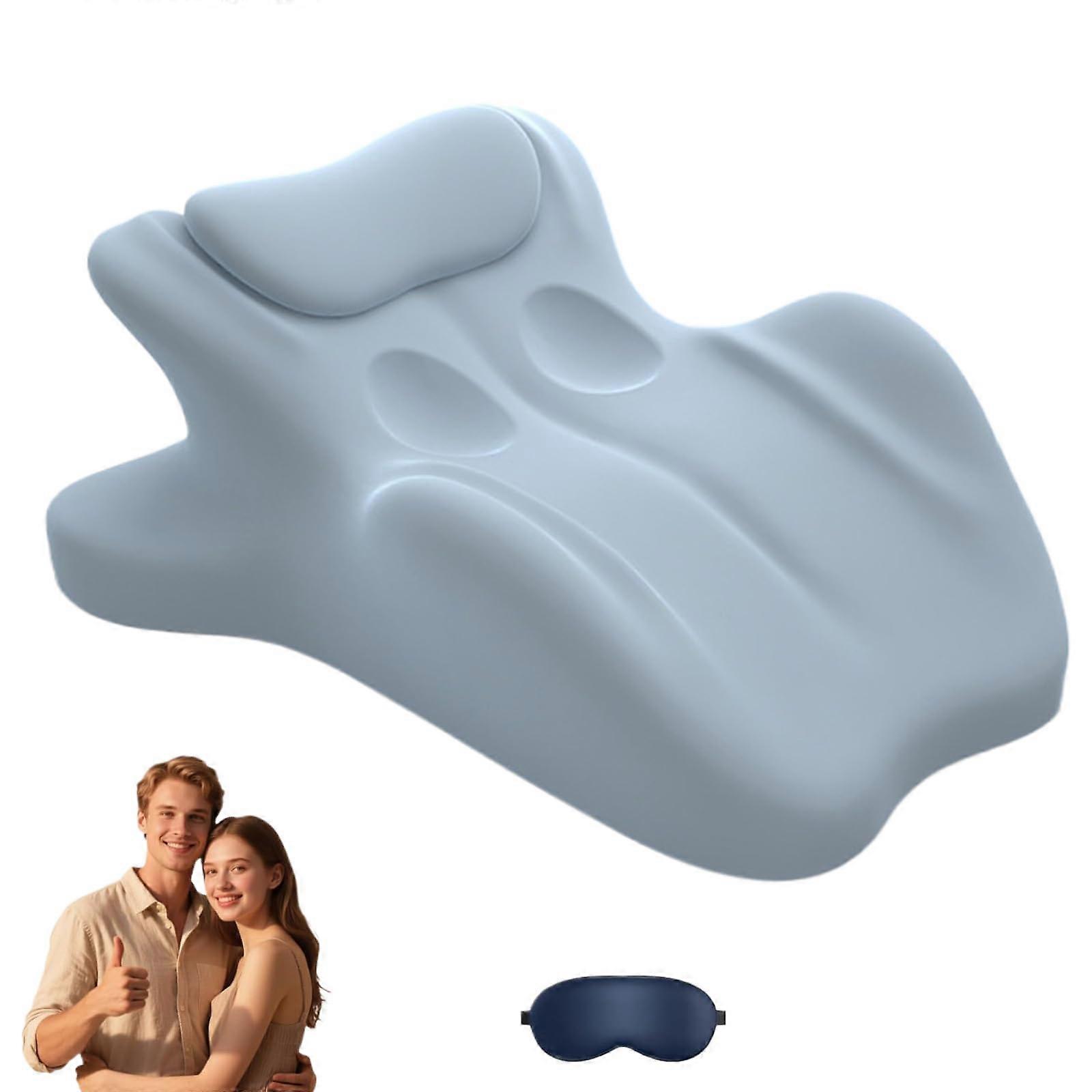 Couple Pillow with Ergonomic 27° Tilt, Memory Foam Support for Neck Back Waist, Blue