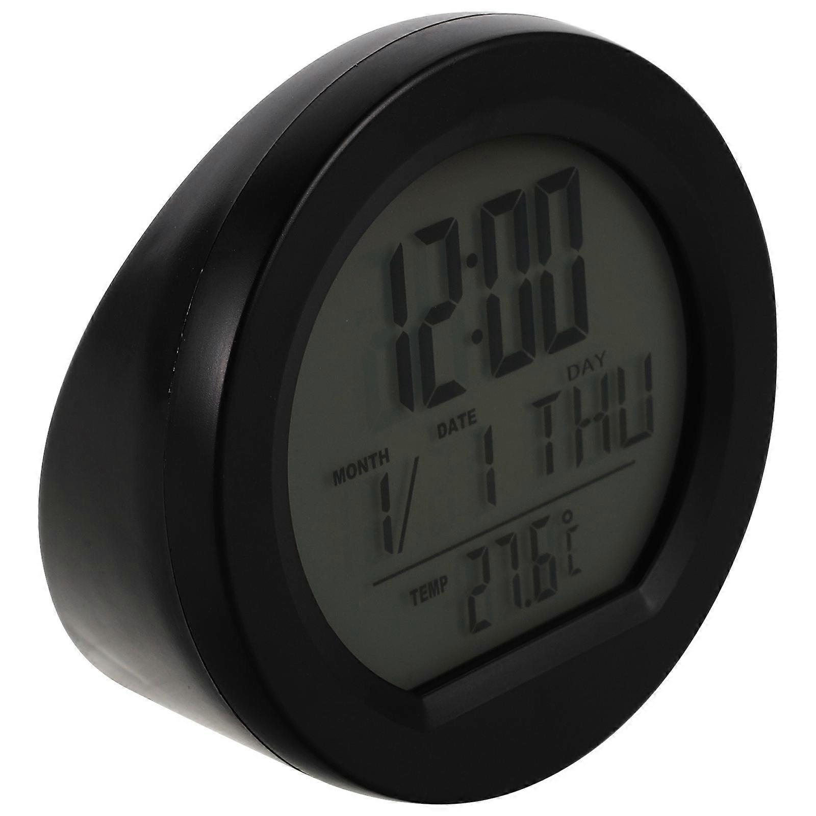 Solar Car Clock Car Dashboard Clock for Temperature and Date 2Pcs