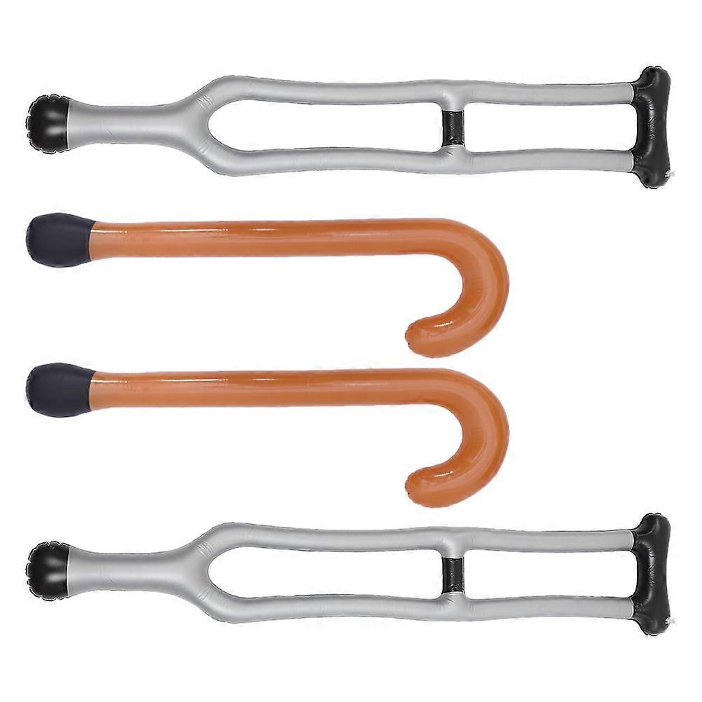 PVC Inflatable Walking Sticks Toy Crutches for Performance 4Pcs Assorted Colors