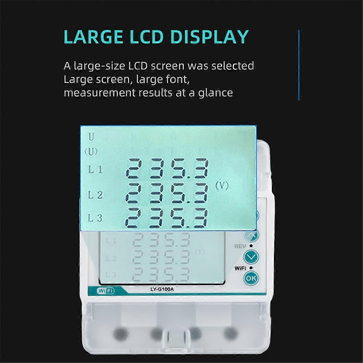 3 Phase 4 Wire 100A Tuya WiFi Smart Bi-Directional Energy Power 