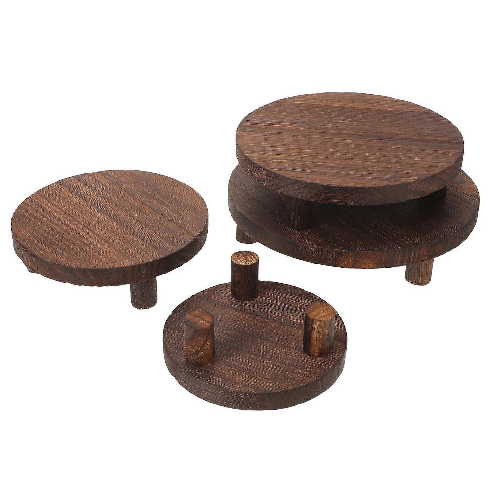Wood Stand Round Display Stand for Figurine Use 4Pcs Rustic Wood Display Base
