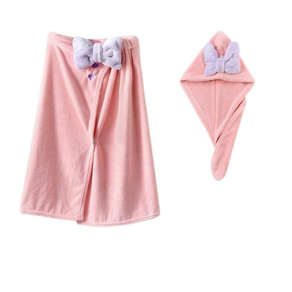 Bath Towel Set Soft Absorbent Cotton Quick Dry with Hair Wrap Cap 2Piece for Spa and Shower