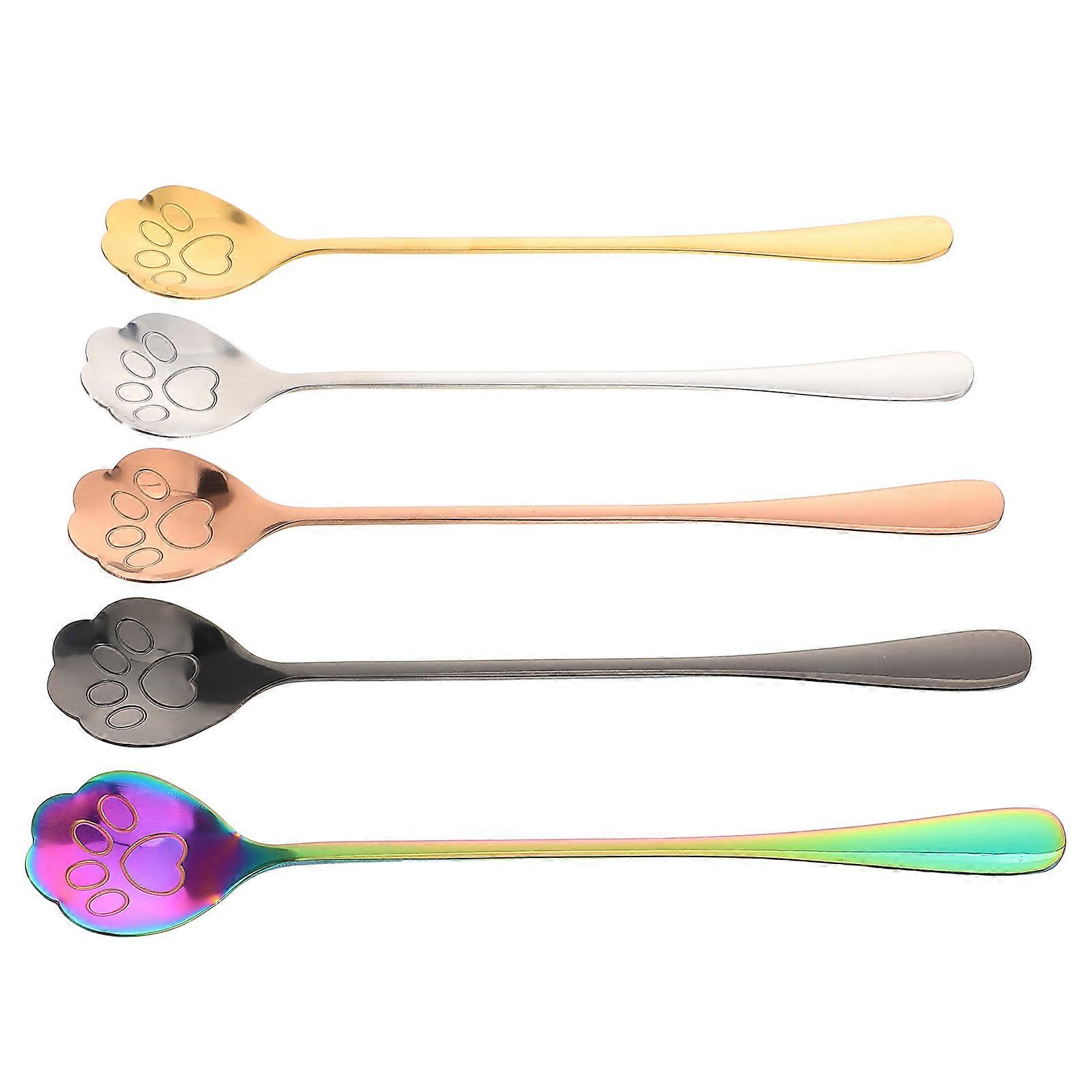 Cat Coffee Spoon Stainless Steel for Stirring 5Pcs Versatile Use in Kitchen