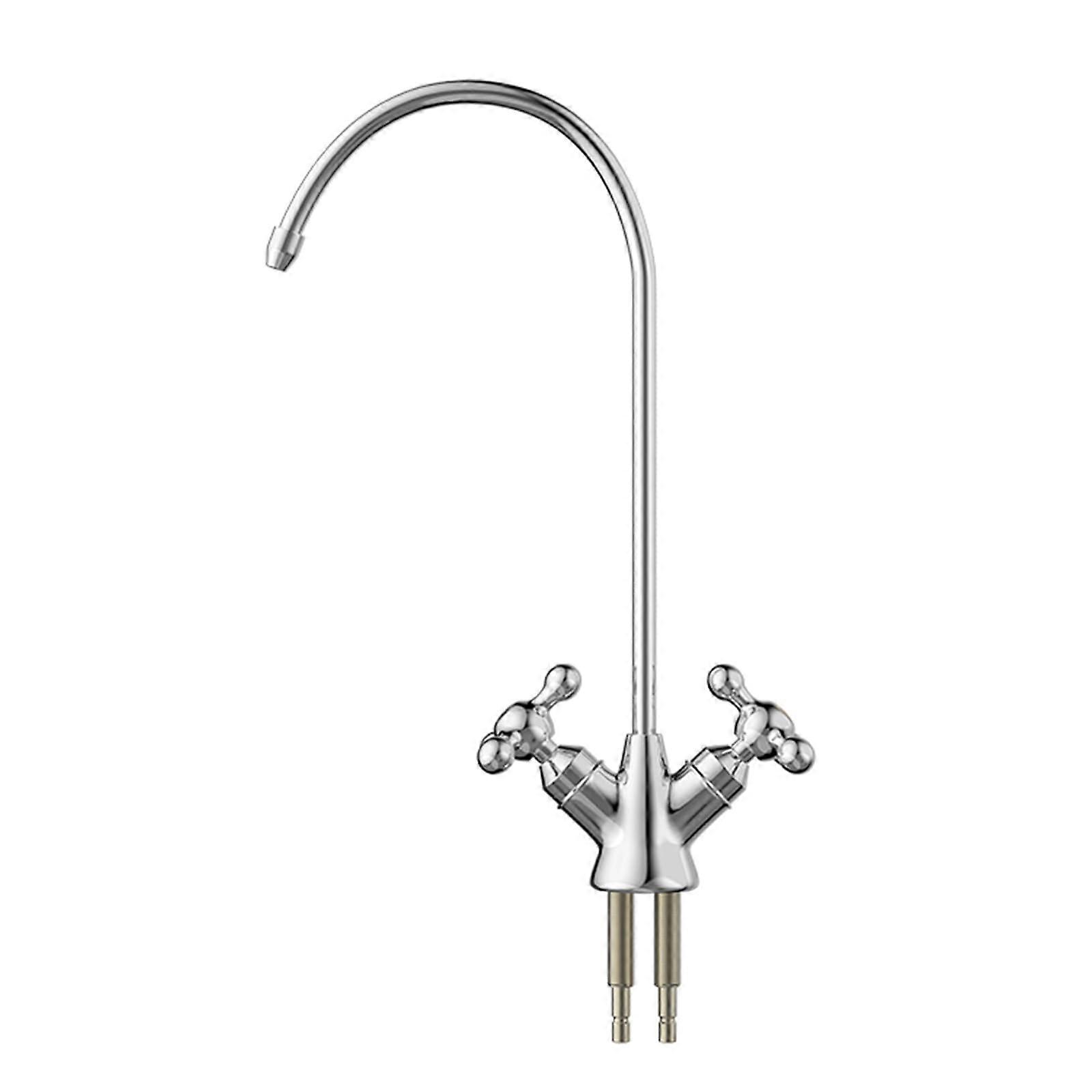 Drinking Water Faucet Chrome Gooseneck Dual Handle 360° Swivel Filtered Kitchen Sink Faucet
