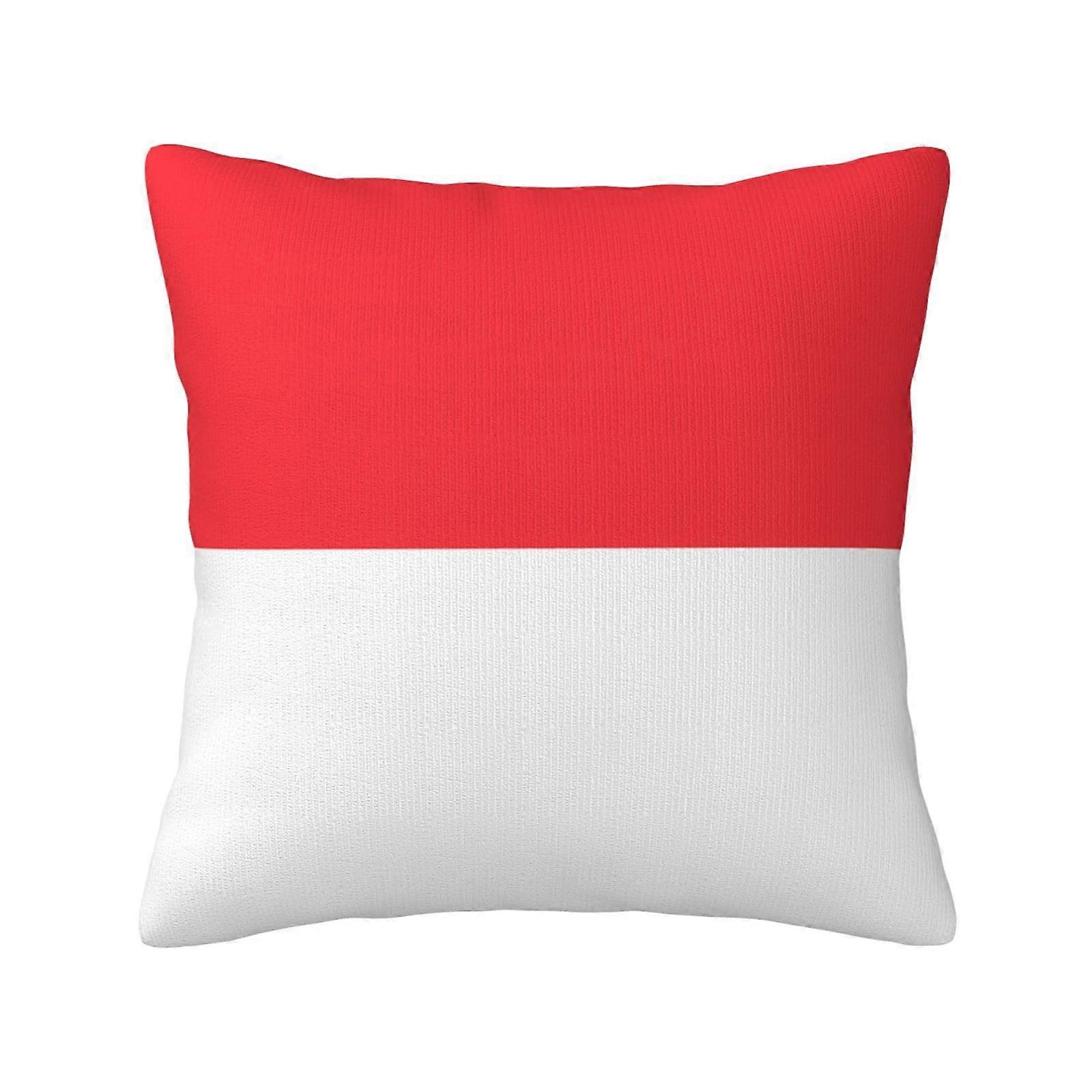 Indonesian Flag DoubleSided Plush Pillowcase 18x18 Soft Decorative Throw Cushion Cover with Zipper