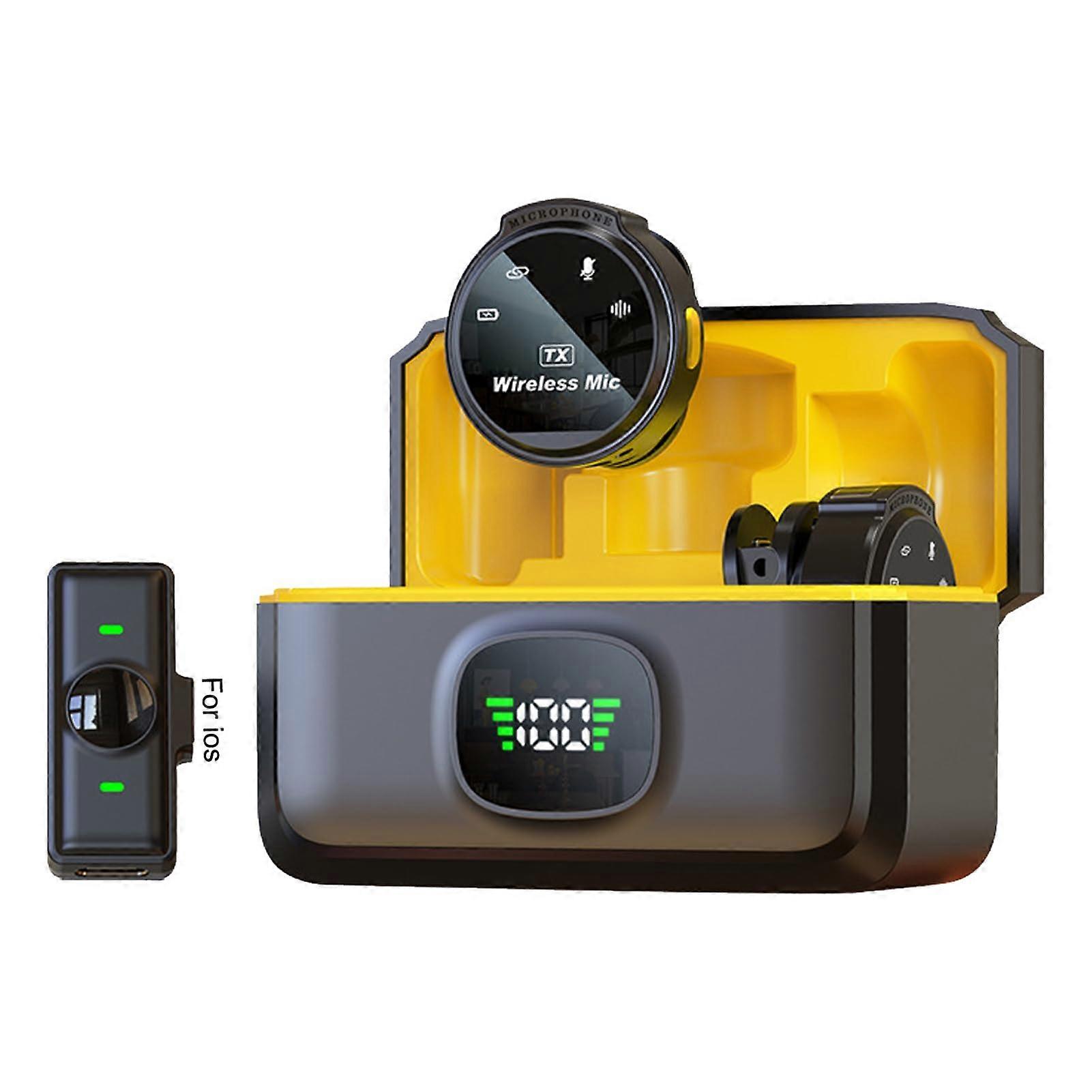 Wireless Lavalier Mic Enhanced Noise Cancellation 50m Transmission USB Rechargeable Lapel Microphone for iOS Streaming